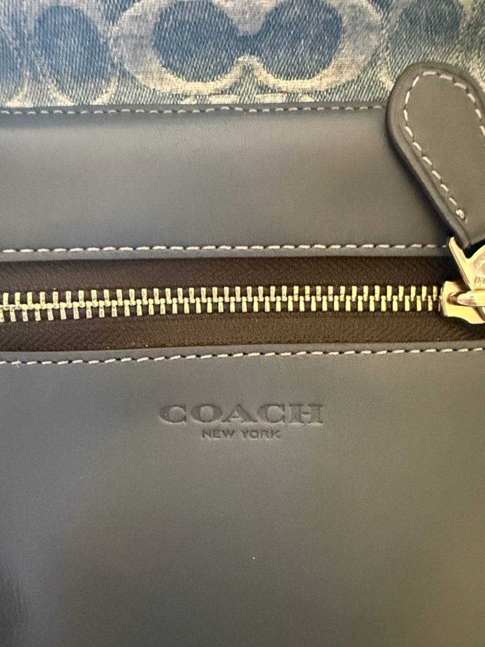 💙 Coach NWT Blue West Pack In Signature C Denim & Leather with Silver Hardware - Picture 5 of 7